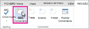 Adicionar um novo comentário no modo de exibição de edição