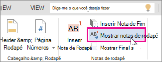 Mostrar botão Notas de Rodapé no Word Online