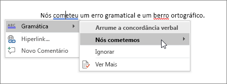 Office 365 Exemplo de Ortografia & Gramática