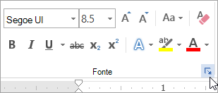 Clicar no iniciador da caixa de diálogo Tipo de Letra