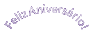 Um exemplo de WordArt que diz Feliz Aniversário que é texto curvo.