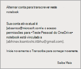 Alternar de conta para transcrever nesse bloco de notas
