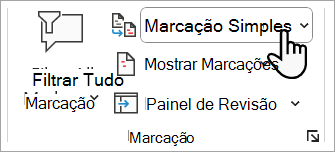 Captura de ecrã a mostrar onde pode definir o nível da marcação que pretende ver no seu Word documento.