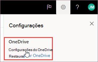 Selecione as configurações do OneDrive