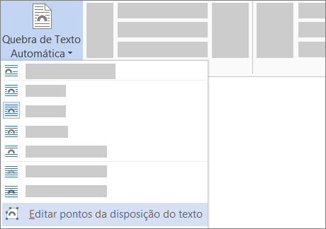 Opção Editar pontos da disposição do texto para Quebra de Texto Automática na Faixa de Opções