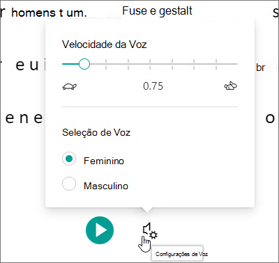 Configurações de voz da Leitura Avançada