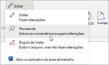 Selecione Rever para ativar a opção Registar Alterações.