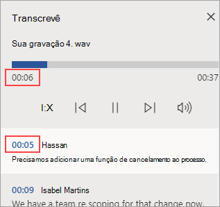 A seção em reprodução é destacada