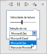 Configurações de áudio Ler em Voz Alta