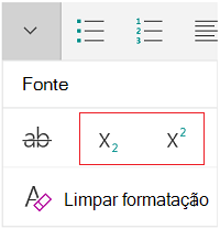 Subscrito ou sobrescrito