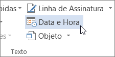 Selecionar Data & Hora na guia Inserir