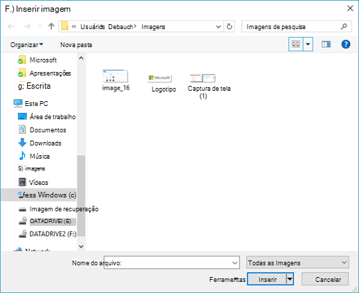Selecione a imagem que deseja inserir no Word.
