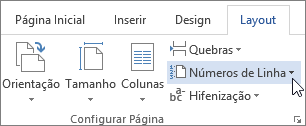 Números de Linha no grupo Configurar Página