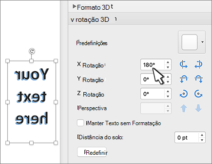 WordArt com uma rotação de 180 graus
