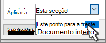 Configuração de página aplicar a este ponto em diante