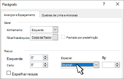 Selecionar Nenhum para avanço