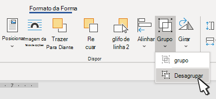 Botão de desagrupar formas