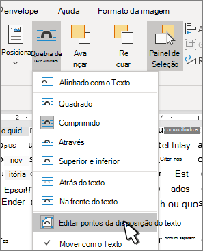 Editar item de menu Pontos de Moldagem