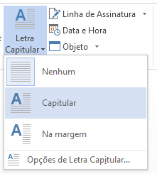 No menu Letra Capitular, escolha Capitular.