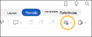 Word para iPad botão Registar alterações