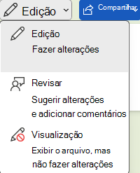 Opções do Word para Editar, Revisar ou Exibir um documento