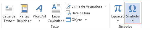 Na guia Inserir, clique em Símbolo.