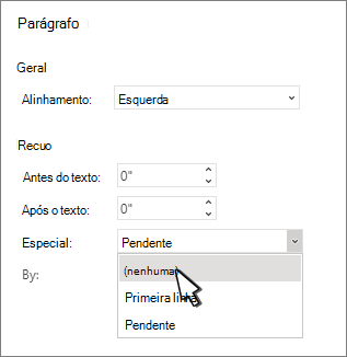 Selecting indent = none