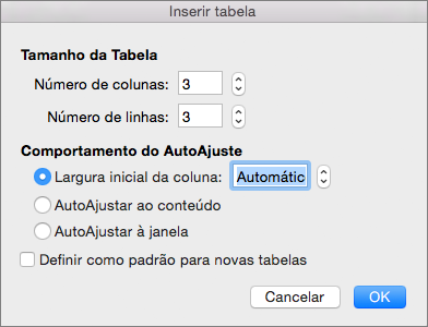 Shows the settings for creating a custom table