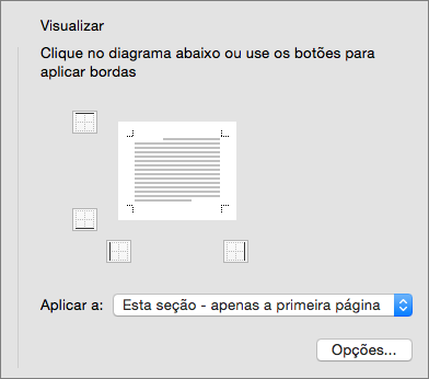 A caixa Visualizar exibida na caixa de diálogo Bordas e Sombreamento