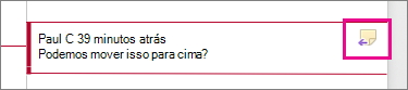 O ícone Responder ao Comentário é realçado