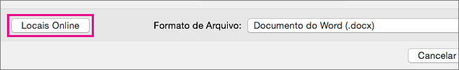 Clique em Locais Online para exibir as pastas nos serviços online nos quais você tenha entrado.