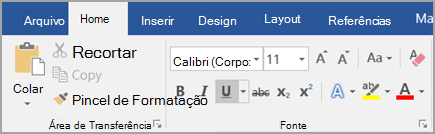 Clique em Sublinhado