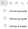 O menu Alinhar no Outlook na Web.