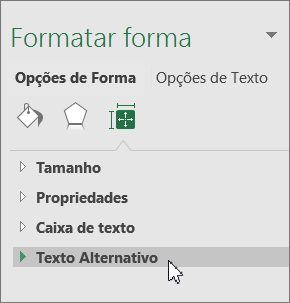 Clique em Texto Alternativo no painel de objeto