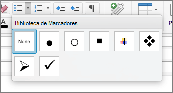 Opções de estilo de marca disponíveis na Biblioteca de Marcas de Lista no Outlook para Mac.