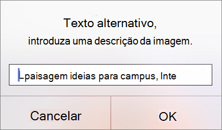 Menu Texto Alternativo para imagem no Outlook para iOS