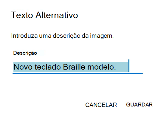 Caixa de diálogo texto alternativo do Outlook para Android.