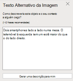 O painel Texto Alternativo da Imagem no PowerPoint na Web.