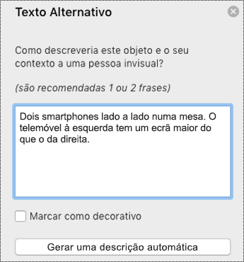 Texto Alternativo no PowerPoint para Mac