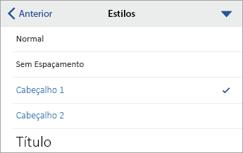 Comando Estilos com o Título 1 selecionado
