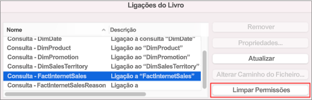 Remover credenciais guardadas para uma ligação de dados no Mac