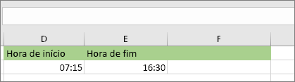 Data/hora de início de 07:15, Data/hora de fim de 16:30