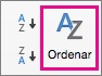No separador Dados do Excel, selecione Ordenar