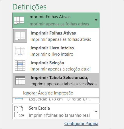 Imprimir Tabela Selecionada