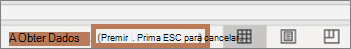 Mensagem apresentada ao atualizar e comando a utilizar para parar a atualização (ESC)
