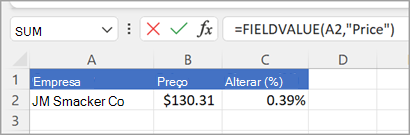 captura de ecrã da função vaule de campo uma versão dois