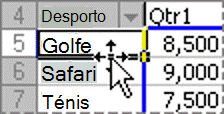 Exemplo de como mover um item num relatório de Tabela Dinâmica