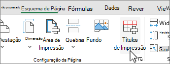 No separador Esquema de Página, clique em Imprimir Títulos