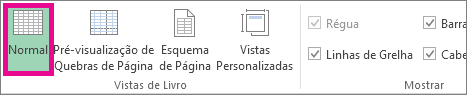 No separador Ver, clique em Normal