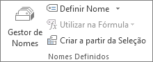 O grupo Nomes Definidos no separador fórmulas